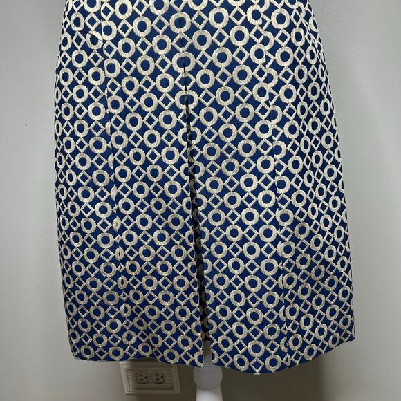 Lauren Ralph Lauren Sz 4 Sleeveless Printed Knee Length Dress Navy Gold Metalic - Picture 4 of 13